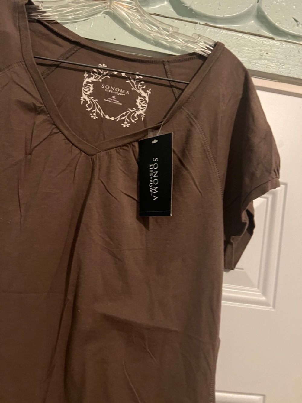 Sonoma Short Sleeve V-Neck Tee in Brown - Picture 2 of 6